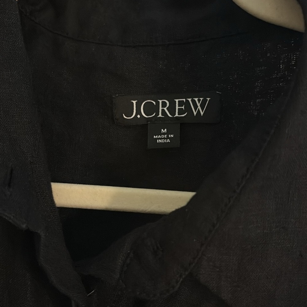 J. Crew Black Linen Short Sleeve Button-Front Shirt Dress - Picture 7 of 8